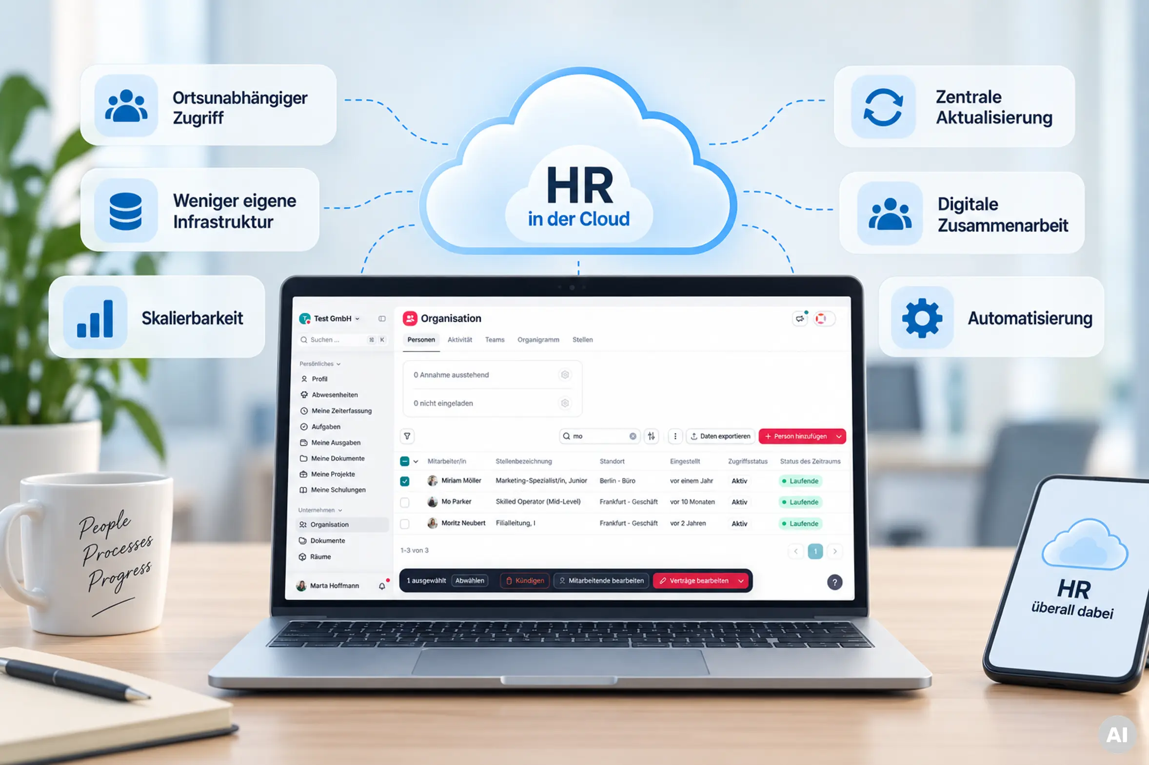 Cloud Vorteile Arbeitstisch AI